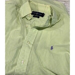 Polo Ralph Lauren Short Sleeve Shirt Men's Green Check Print BLAKE 100% COTTON S